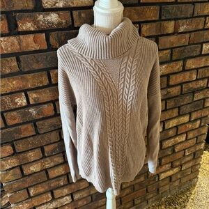 Banana Republic Taupe Cable Knit Turtleneck Sweater